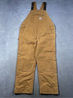 Carhartt Men's Brown/Tan Duck Canvas Cargo Overalls